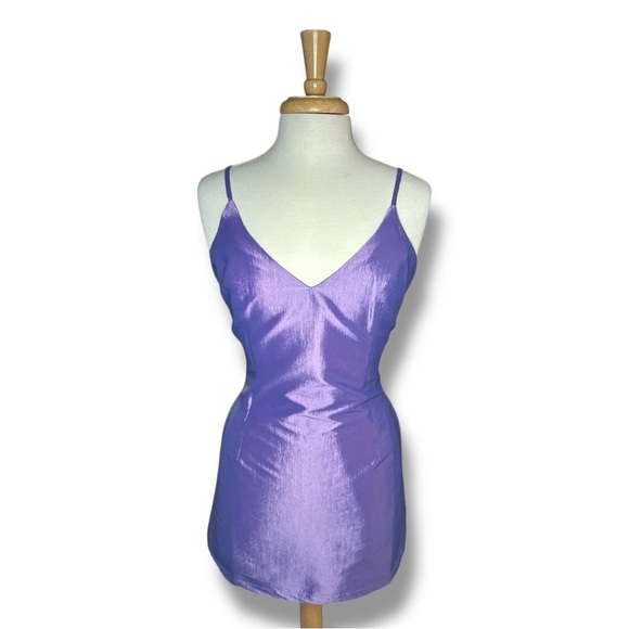 Lulu's Lavender Satin Dress - Picture 1 of 6